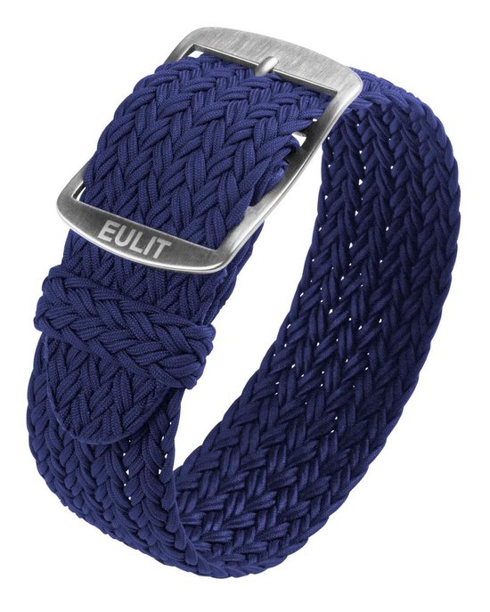 Bracelet montre EULIT - perlon - 22 mm - bleu marine - boucle métal | bol