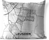 Coussin de jardin - Plan de la ville - Leusden - Grijs - Wit - 40x40 cm - Résistant aux intempéries