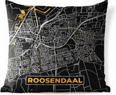 Sierkussen Buiten - Plattegrond - Roosendaal - Goud - Zwart - 60x60 cm - Weerbestendig - Stadskaart