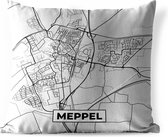 Coussin de jardin - Plan de la ville - Meppel - Grijs - Wit - 40x40 cm - Résistant aux intempéries