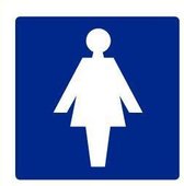 Dames toilet sticker, blauw 300 x 300 mm