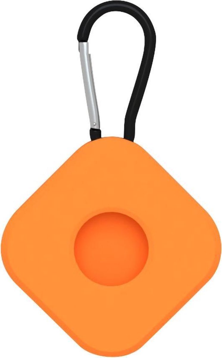 By Qubix - AirTag case square series - siliconen sleutelhanger met ring - oranje