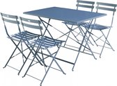 Emilia - Bistro set van rechthoekige tafel en 4 inklapbare stoelen - Staal met poedercoating - Mat – Blauwgrijs