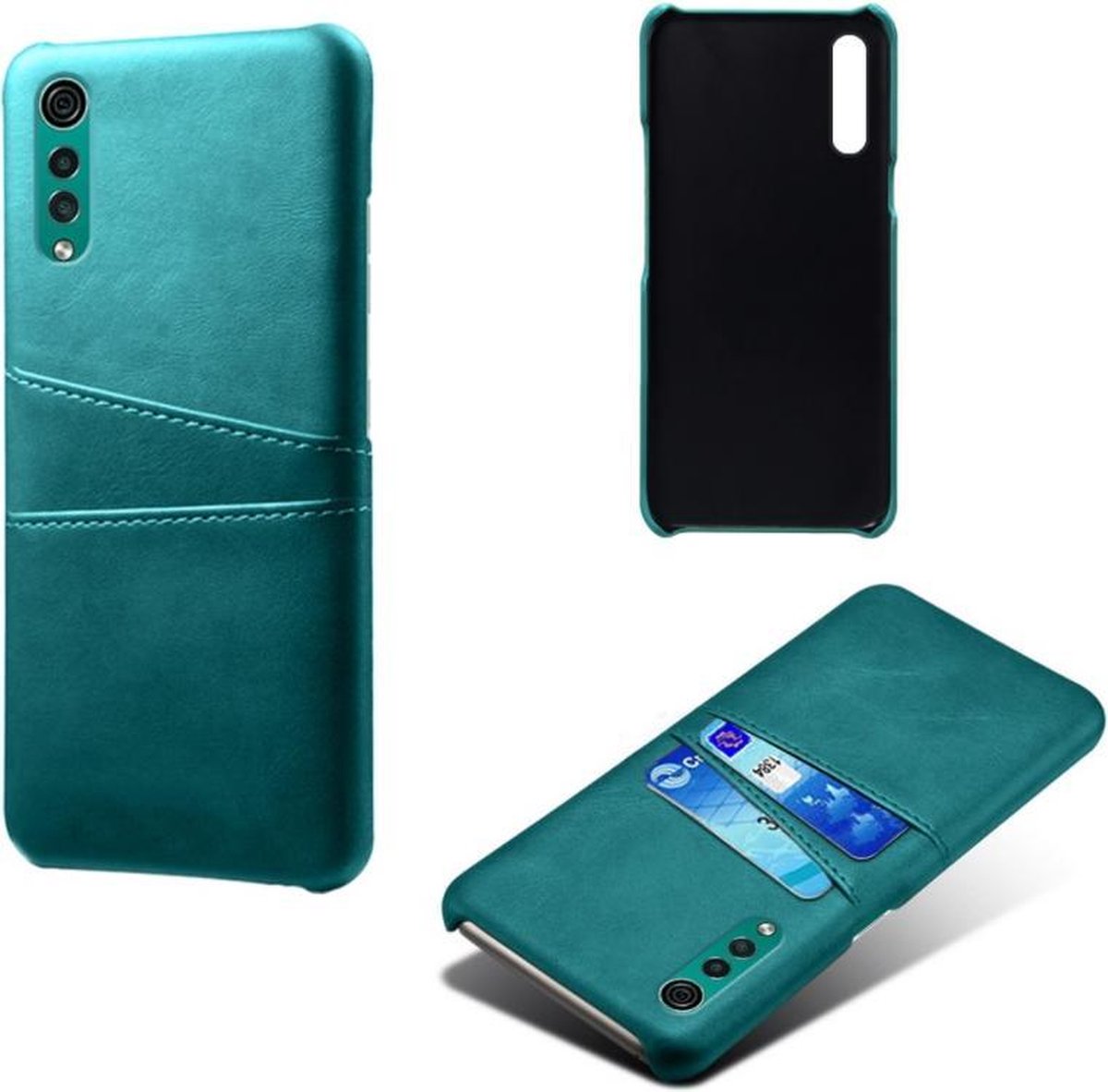 Back Cover met Opbergvakjes + Gehard Glas Screenprotector voor LG Velvet _ Groen