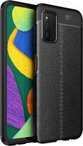 Voor Samsung Galaxy A03s EU-versie Litchi-textuur TPU schokbestendig hoesje (zwart)