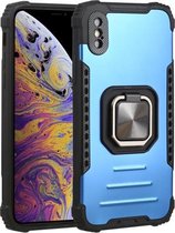 Fierce Warrior-serie Armor All-inclusive schokbestendig aluminium + TPU-beschermhoes met ringhouder voor iPhone X / XS (blauw)