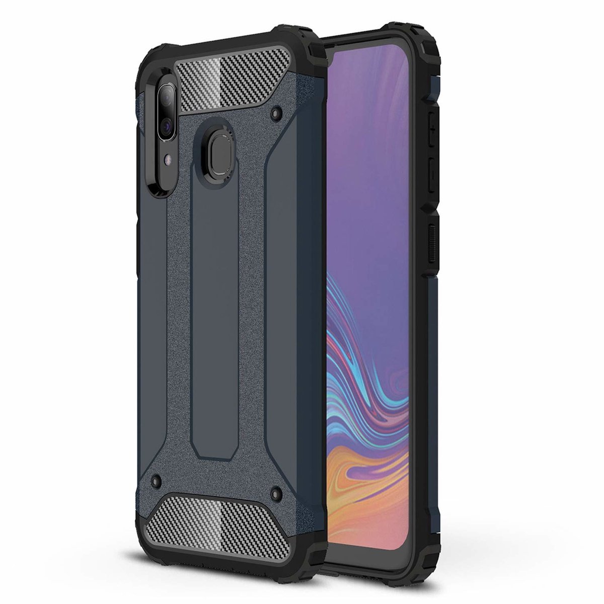 Ntech Hoesje Geschikt Voor Samsung Galaxy A30 Hybrid Armor Hoesje - Blauw
