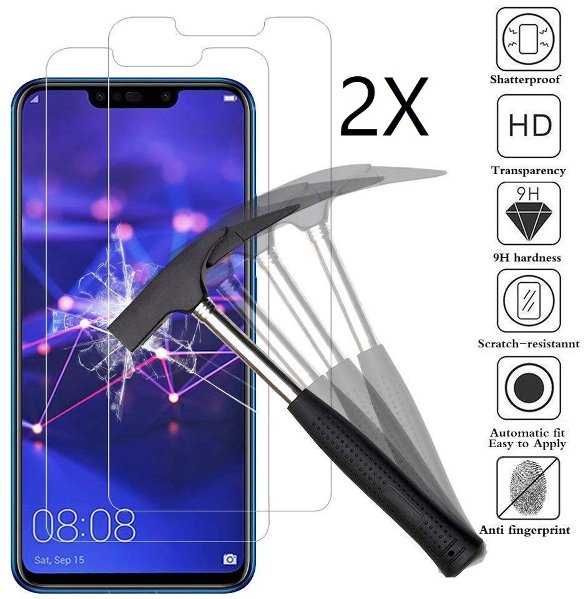 Ntech 2 Stuks Screenprotector Tempered Glass Glazen - Geschikt voor Huawei Mate 20 Lite