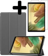 Hoes Geschikt voor Samsung Galaxy Tab A7 Lite Hoes Luxe Hoesje Book Case Met Screenprotector - Hoesje Geschikt voor Samsung Tab A7 Lite Hoes Cover - Grijs