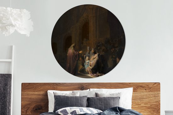 Chant de louange de Siméon - Peinture de Rembrandt van Rijn assiette en plastique cercle mural ⌀ 120 cm
