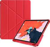 Multi-opvouwbare schokbestendige TPU-beschermhoes voor iPad Pro 11 inch (2018), met houder en pensleuf (rood)