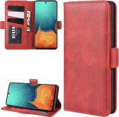 Voor Galaxy A71 Dual-side magnetische gesp horizontale flip lederen tas met houder & kaartsleuven & portemonnee (rood)