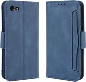 Voor iPhone SE (2020) Wallet Style Skin Feel Calf Pattern Leather Case, met aparte kaartsleuf (blauw)