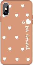 Voor iPhone XS Max lachend gezicht Meerdere Love-hearts patroon kleurrijke frosted TPU telefoon beschermhoes (koraal oranje)