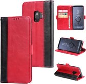 Voor Galaxy S9 Retro Texture Contrast Kleur Splicing Horizontaal Flip TPU + PU lederen tas met kaartsleuven & houder & portemonnee (rood)