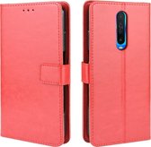 Voor xiaomi redmi k30 / poco x2 retro gekke paard textuur horizontale flip lederen case, met houder & kaartsleuven & fotolijst (rood)