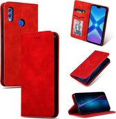 Retro skin feel zakelijke magnetische horizontale flip lederen case voor Huawei Honor 8X (rood)