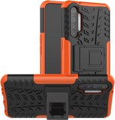 Voor OPPO Realme XT Tire Texture Shockproof TPU + PC beschermhoes met houder (oranje)