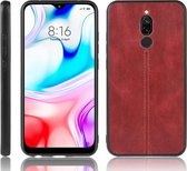 Voor xiaomi redmi 8 schokbestendig naaien koe patroon skin pc + pu + tpu case (rood)