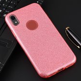 Voor iPhone XR volledige dekking TPU + pc glitterpoeder beschermende achterkant van de behuizing (roze)