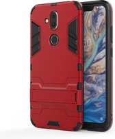 Shockproof PC + TPU Case voor Nokia 8.1 / X7, met houder (rood)