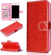 Voor iPhone 6 Plus Glitterpoeder Horizontale Flip Leren Case met Kaartsleuven & Houder & Fotolijst & Portemonnee (Rood)