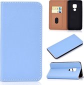 Voor Huawei Mate 20 effen kleur mat magnetische horizontale flip lederen tas met kaartsleuven en houder (blauw)