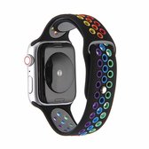 Voor Apple Watch Series 5 & 4 44mm / 3 & 2 & 1 42mm Rainbow Sport horlogeband (zwart)