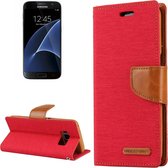 GOOSPERY CANVAS DAGBOEK voor Samsung Galaxy S7 canvas textuur horizontale flip lederen tas met kaartsleuven en portemonnee en houder (rood)