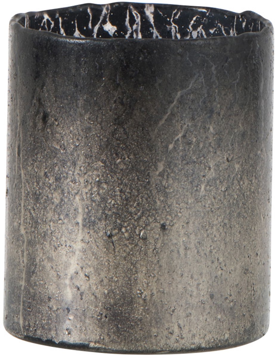 J-Line Vaas Cilinder Ruw Glas Smokey Zilver Small