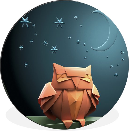 Papier art hibou cercle mural aluminium