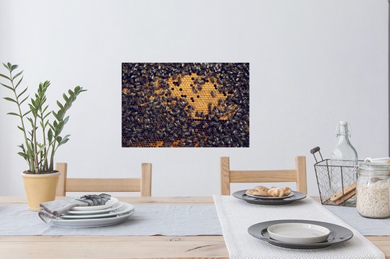 Sticker Muursticker Abeilles - nid d'abeille nid d'abeille - 60x40 cm - film autocollant - sticker mural repositionnable