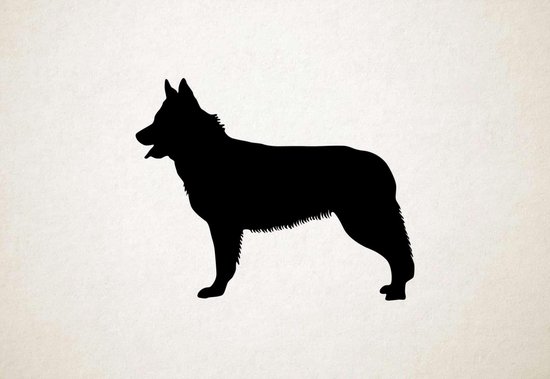 Silhouette hond - White Shepherd - Witte herder - L - 75x94cm - Zwart - wanddecoratie