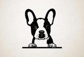 Wanddecoratie - Hond - Boston Terrier 5 - M - 61x60cm - Zwart - muurdecoratie - Line Art