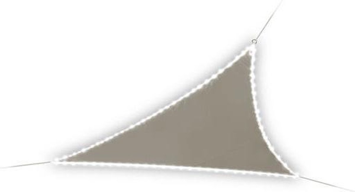 Perel Schaduwdoek met 107 leds, waterafstotend, 3.6 x 3.6 x 3.6 m, 160 g/m², IP44, zonne-energie, polyester, driehoek, taupe