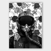 Poster Flower Pilot White - Dibond - Meerdere Afmetingen & Prijzen | Wanddecoratie - Interieur - Art - Wonen - Schilderij - Kunst
