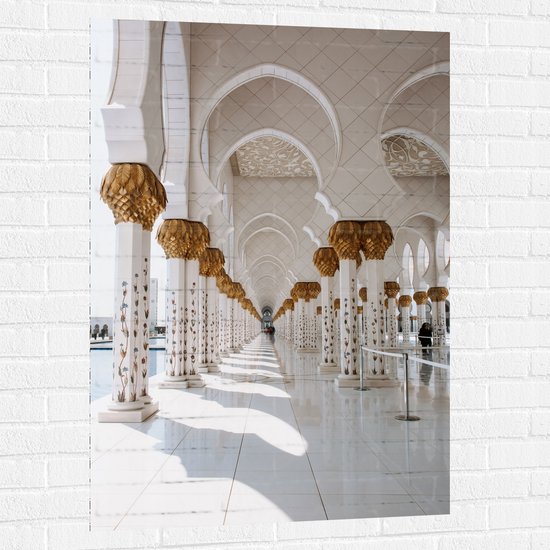 WallClassics - Muursticker - Mooie Hal van Sjeik Zayed-Moskee - Abu Dhabi - 80x120 cm Foto op Muursticker