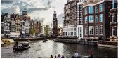 WallClassics - Poster (Mat) - Bootjes in de Grachten van Amsterdam - 100x50 cm Foto op Posterpapier met een Matte look