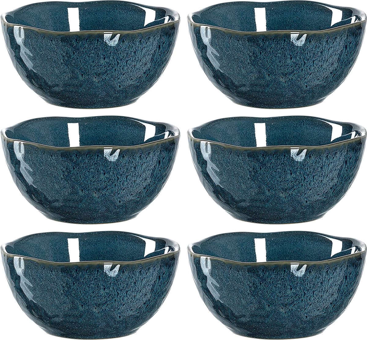 Leonardo Matera 018582 Keramische schalen, 6-delige set, vaatwasmachinebestendige dessertschaaltjes, 6 mueslikommen, snack-kommen, blauw Ø 12 cm, 380 ml