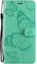 ADEL Kunstleren Book Case Pasjes Portemonnee Hoesje Geschikt voor Xiaomi Redmi 9 - Vlinder Groen