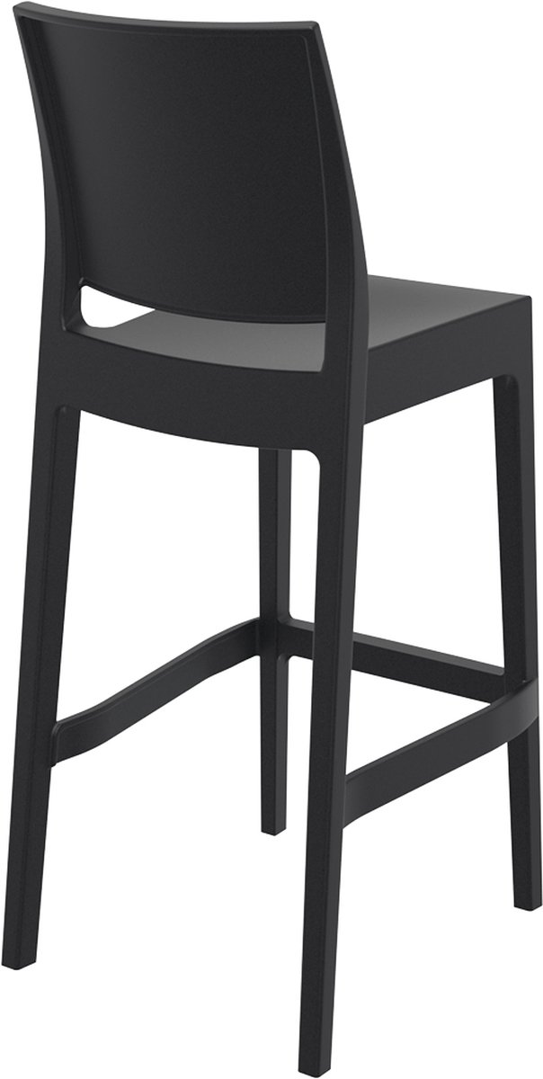 Kunststof barkruk Maya met Rugleuning - Stapelbaar - Zwart - 4 stuks