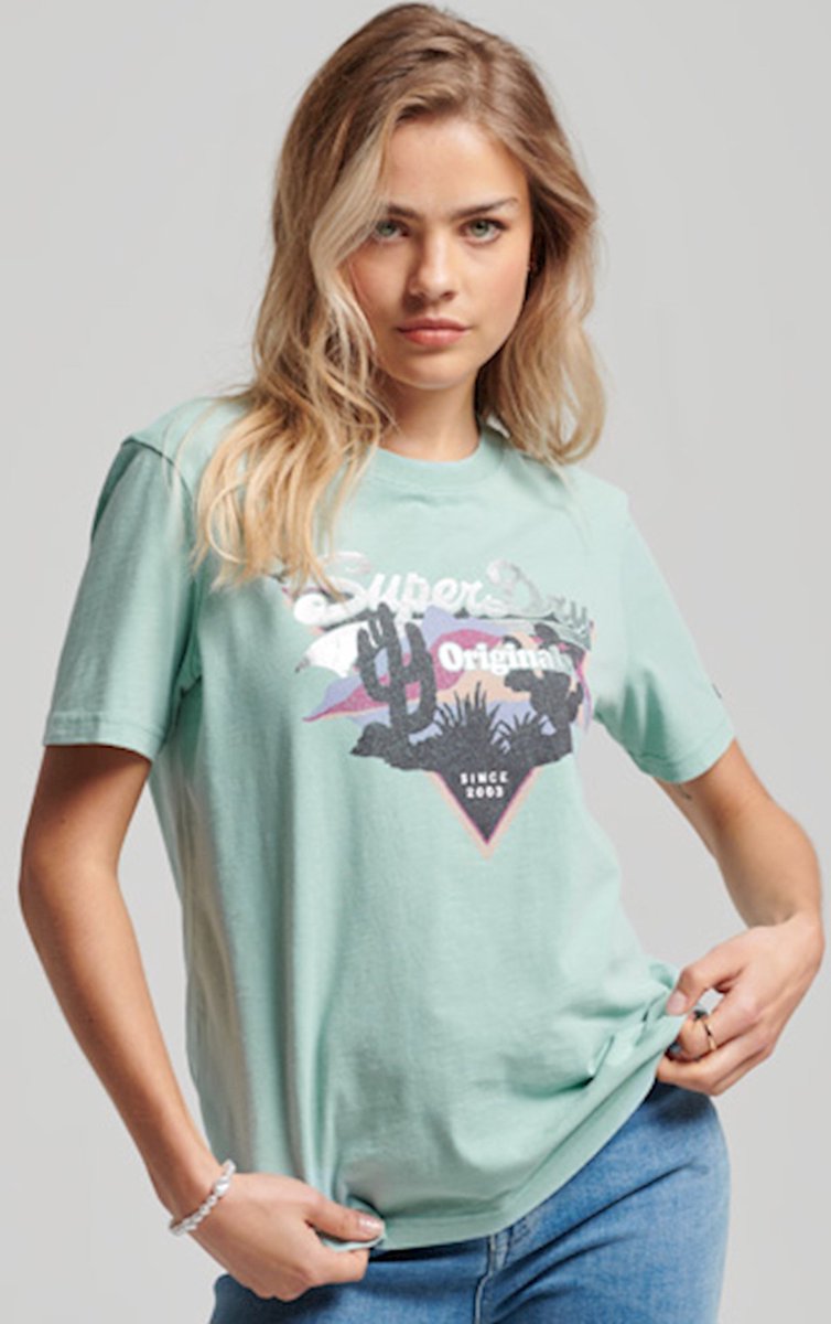 Superdry Dames tshirt Vintage Logo Narrative T-shirt Groen