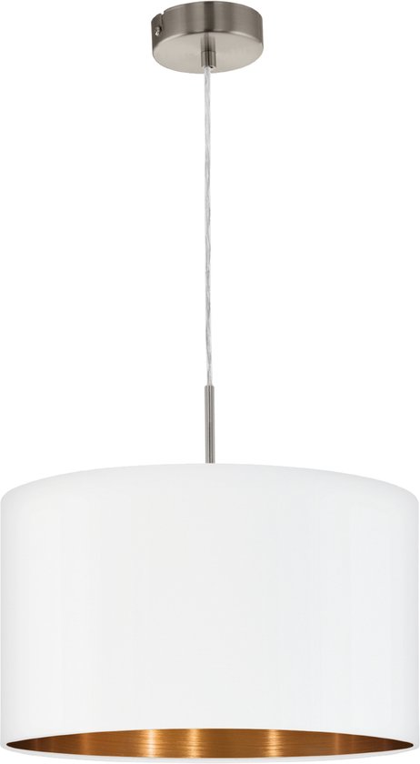 EGLO Pasteri - Hanglamp - 1 Lichts - ø38 cm - Nikkel-Mat - Wit - Koper