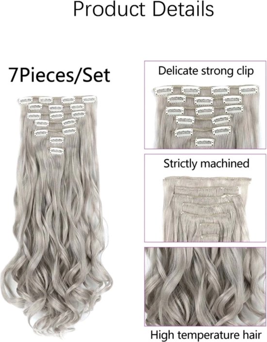 Haar extensions hairextensions haarextensions grijs met slag 56 cm 7