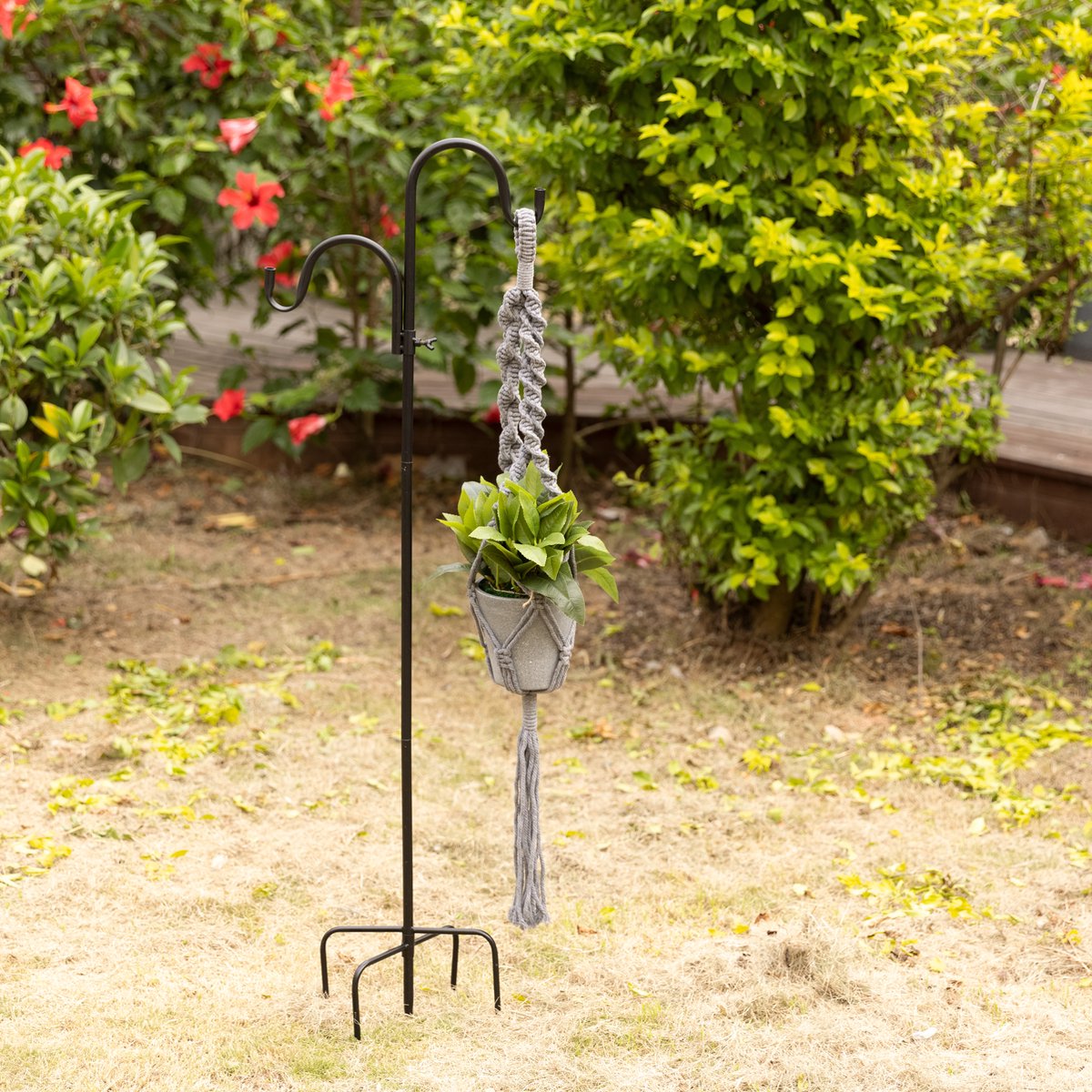 cobee Plantenkatrol, intrekbare katrol, plantenhanger voor hangende planten, zware hangende bloemenmandhaken voor tuin, gemakkelijk op te tillen/verlagen, automatisch vergrendelen, verstelbare haak