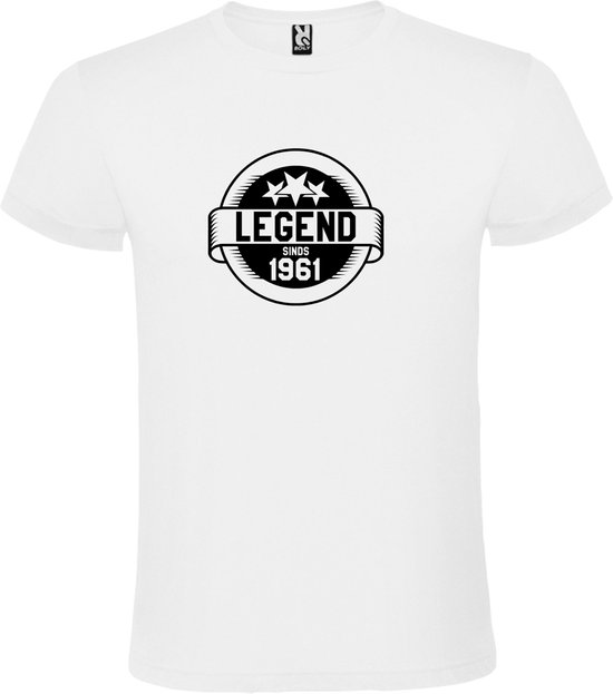 Wit T-Shirt met “Legend sinds 1961 “ Afbeelding Zwart Size L