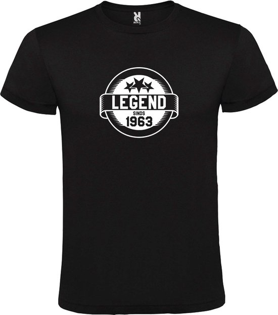 Zwart T-Shirt met “Legend sinds 1963 “ Afbeelding Wit Size XXXXL