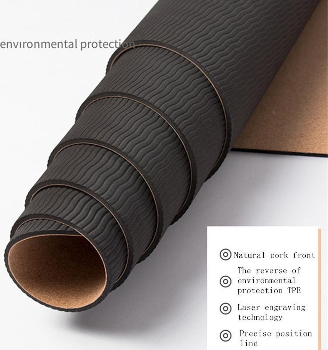 Tapis De Yoga En Liège Et Caoutchouc TPE - All In Motion - 68x24 Pouces - 5mm - Beige