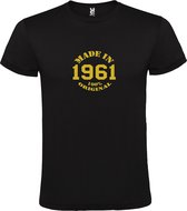 Zwart T-Shirt met “Made in 1961 / 100% Original “ Afbeelding Goud Size XXXXXL