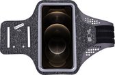 Geschikt voor iPhone 12 Pro hardloop telefoonhouder – armband - sportband - van stof - Zwart